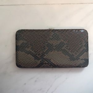Faux snakeskin clutch